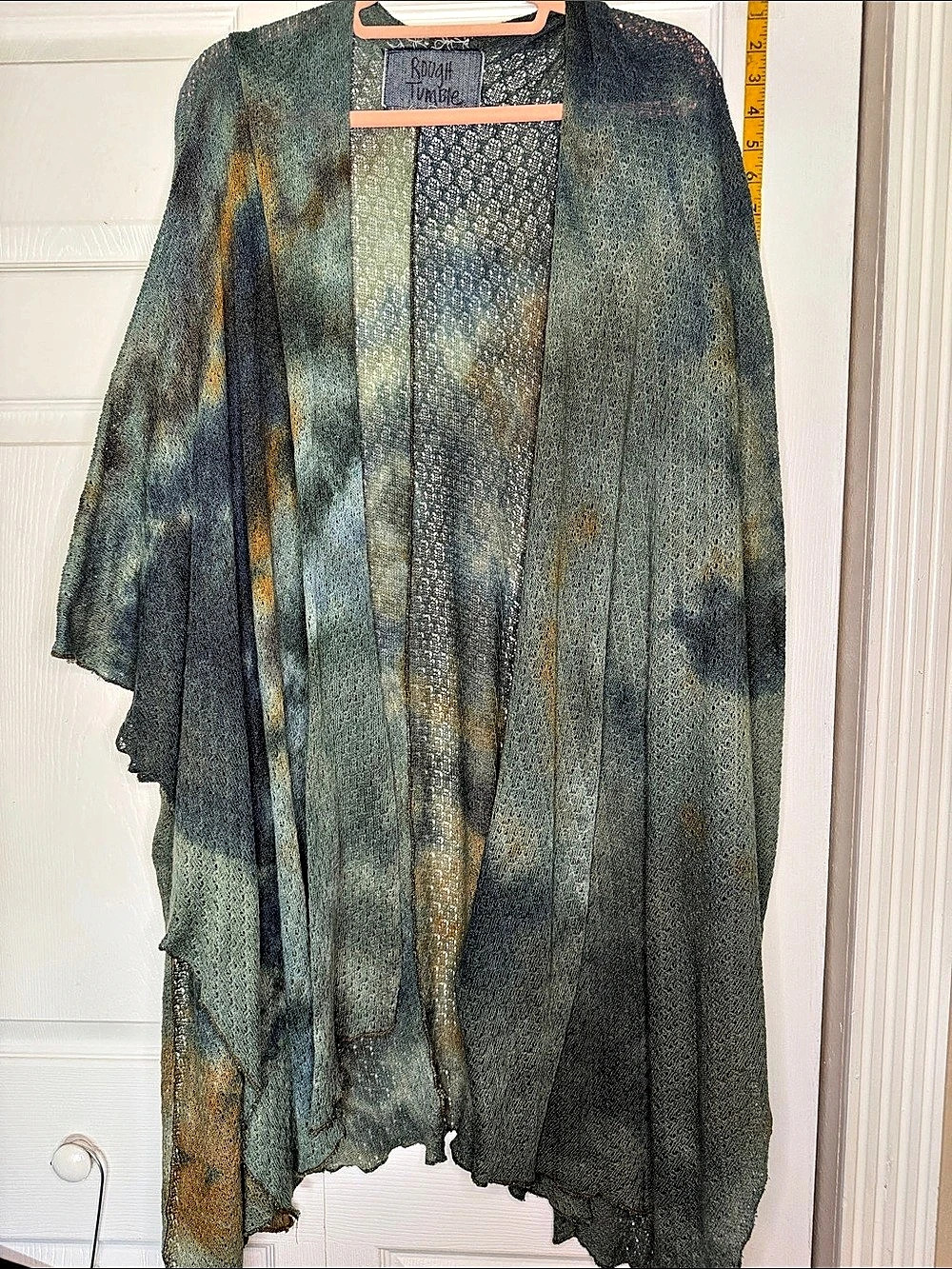 Rough Tumble Women's Abstract Knit Cardigan Blue & Green